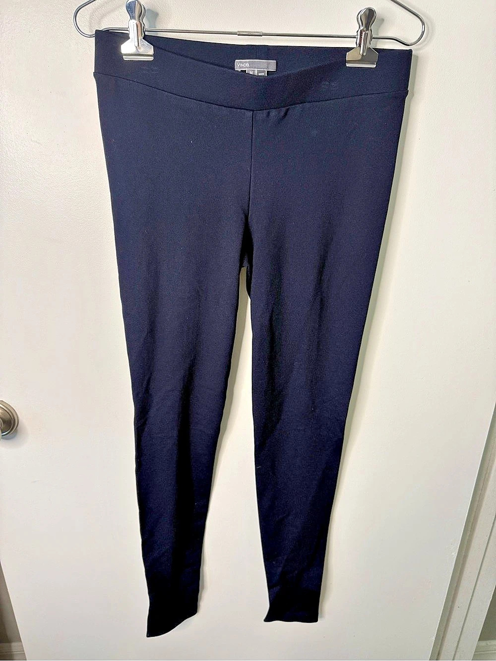 Vince Bobbi Stitch Front Seam Ponte Leggings Navy Blue Preppy Chic Classic